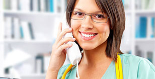 Medical receptionist on phone